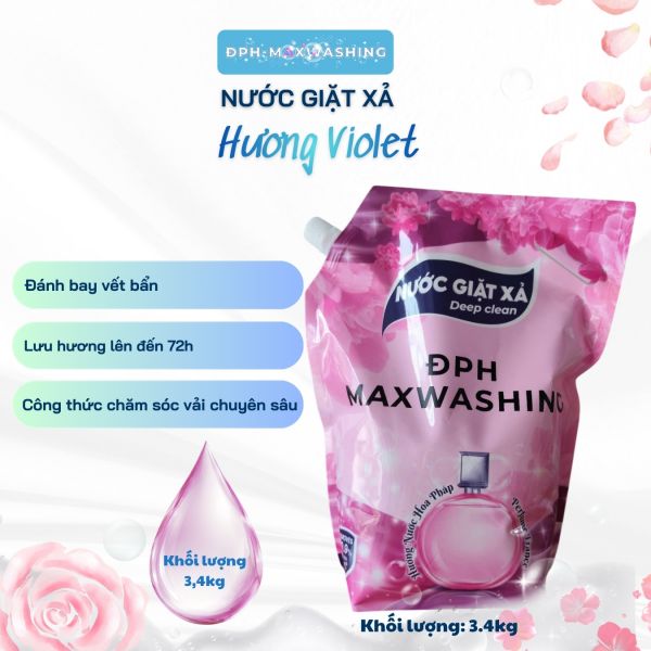 Nước giặt xả ĐPH – MAXWASHING hương Violet 3.4kg