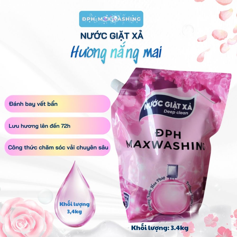Nước giặt xả ĐPH – MAXWASHING hương nắng mai 3.4kg Nước giặt xả ĐPH – MAXWASHING hương nắng mai 3.4kg