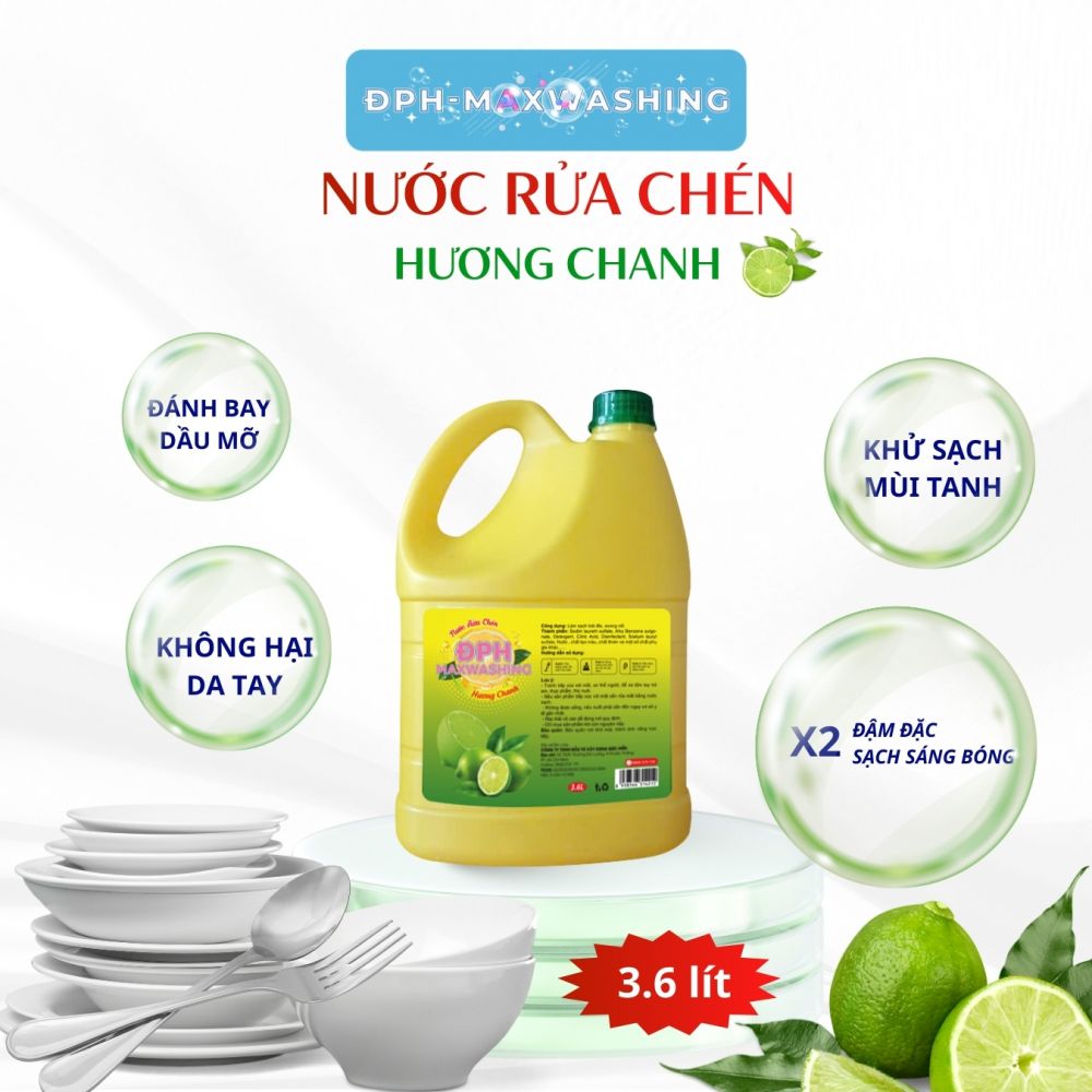 Nước rửa chén ĐPH – MAXWASHING Hương chanh 3,6 lít Nước rửa chén ĐPH – MAXWASHING Hương chanh 3,6 lít