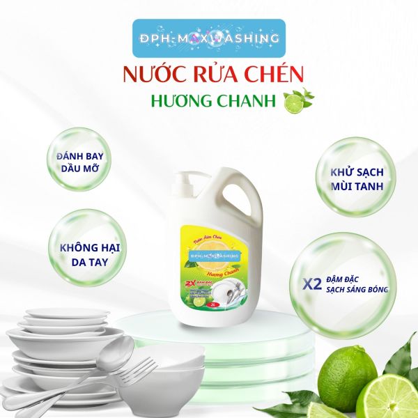 Nước rửa chén ĐPH – MAXWASHING hương chanh 2 lít Nước rửa chén ĐPH – MAXWASHING hương chanh 2 lít
