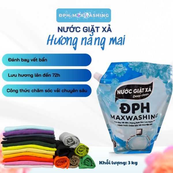 Nước giặt xả ĐPH – MAXWASHING hương nắng mai 3kg Nước giặt xả ĐPH – MAXWASHING hương nắng mai 3kg