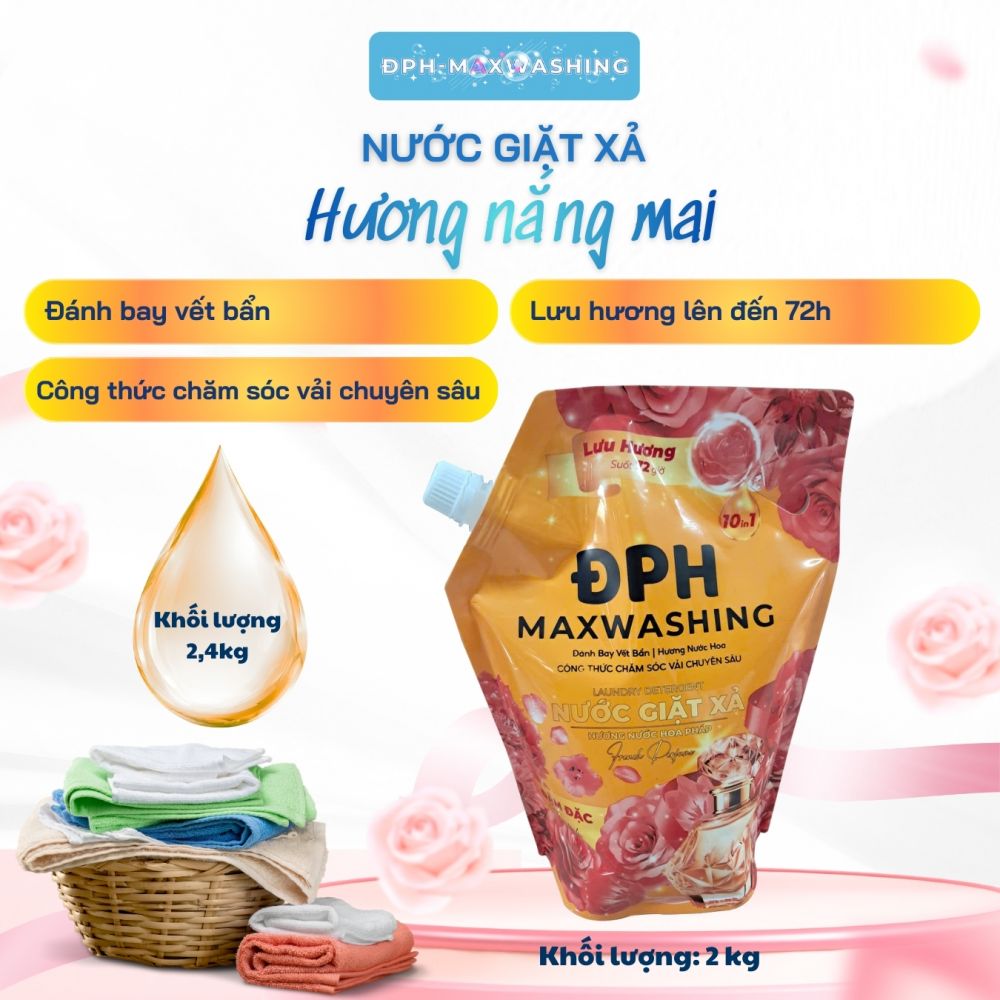 Nước giặt xả ĐPH – MAXWASHING hương nắng mai 2,4kg
