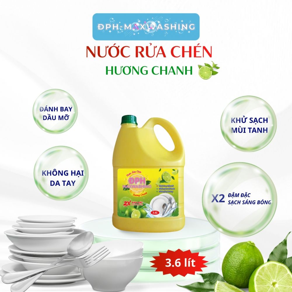 Nước rửa chén ĐPH – MAXWASHING Hương chanh 3,6 lít Nước rửa chén ĐPH – MAXWASHING Hương chanh 3,6 lít