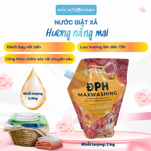 Nước giặt xả ĐPH – MAXWASHING hương nắng mai 2,4kg Nước giặt xả ĐPH – MAXWASHING hương nắng mai 2,4kg