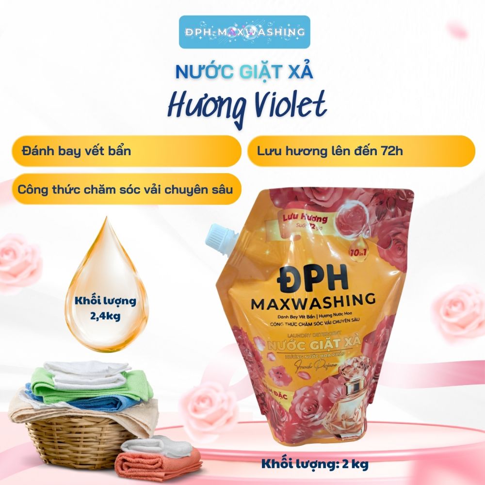 Nước giặt xả ĐPH – MAXWASHING hương Violet 2,4kg
