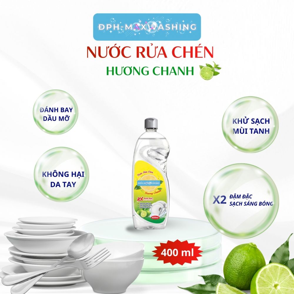 Nước rửa chén ĐPH – MAXWASHING Hương chanh 400ml
